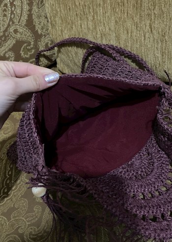 Mor Örgü Bohem Kadın Portföy Çanta - Görsel 4