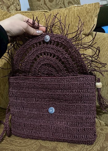 Mor Örgü Bohem Kadın Portföy Çanta - Görsel 3