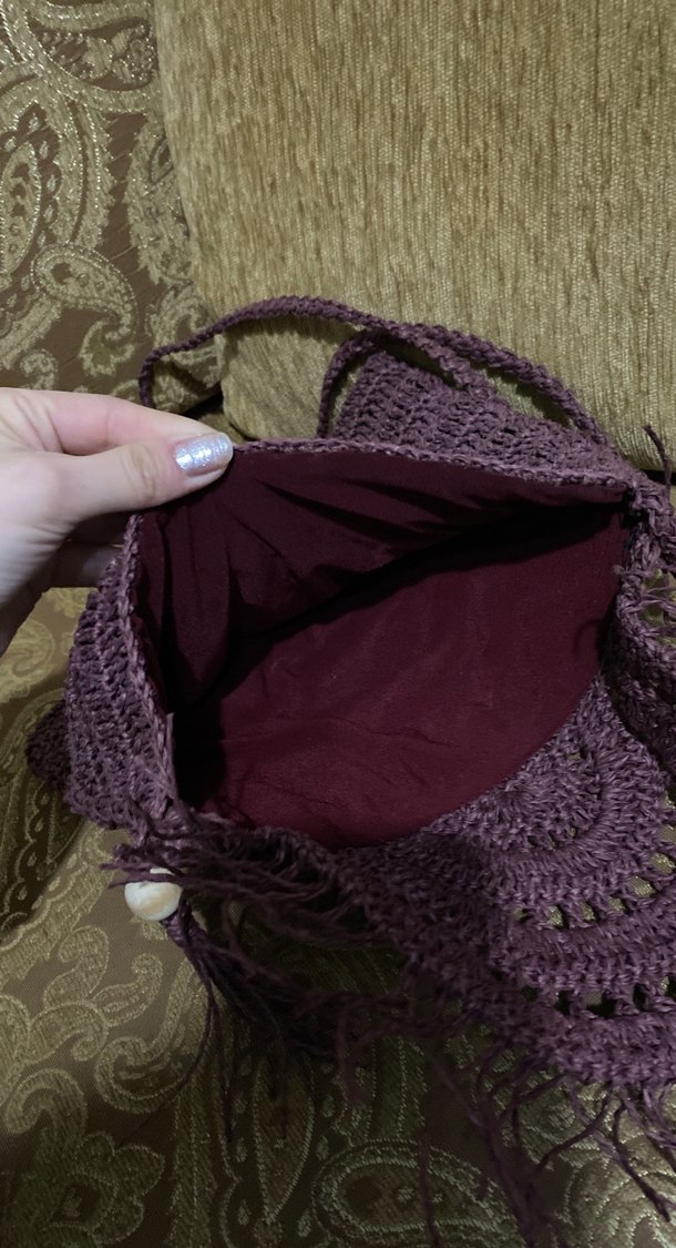 Mor Örgü Bohem Kadın Portföy Çanta - Görsel 4