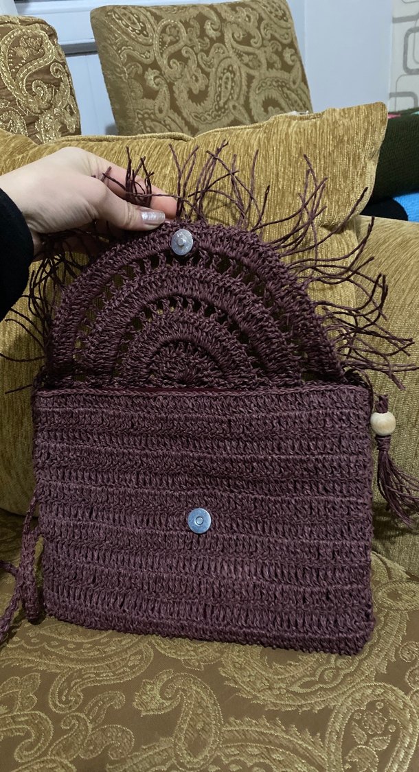 Mor Örgü Bohem Kadın Portföy Çanta - Görsel 3