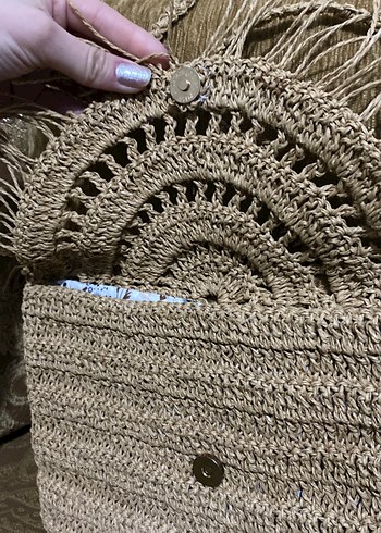 Püsküllü Örgü Bohem Kadın Çanta - Görsel 3