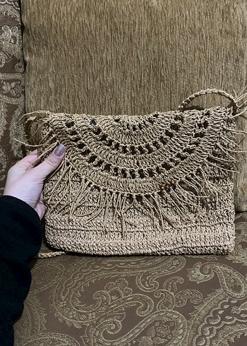 Püsküllü Örgü Bohem Kadın Çanta - Görsel 5