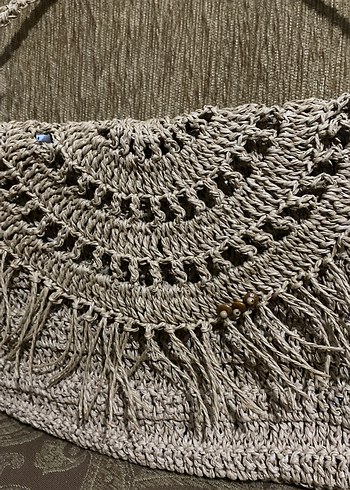 Püsküllü Örgü Bohem Kadın Çanta - Görsel 2