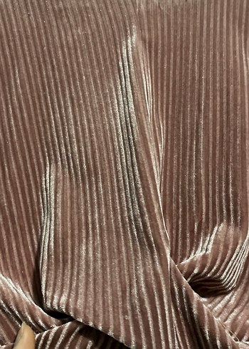 Kahverengi Pilili kadife Kadın Bluz - Görsel 4