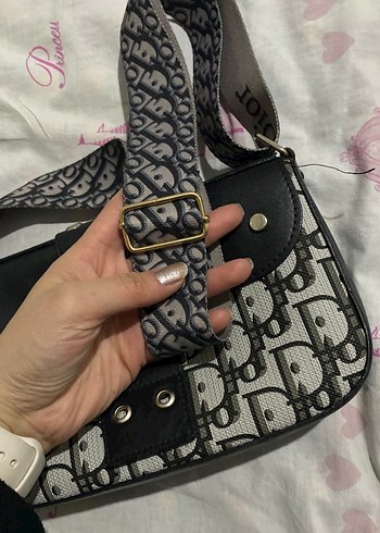 Dior Baskılı Gri Deri Kadın Çanta - Görsel 6