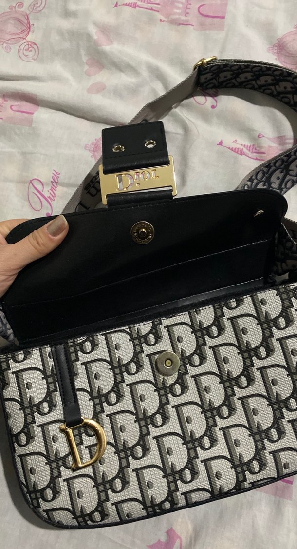 Dior Baskılı Gri Deri Kadın Çanta - Görsel 3