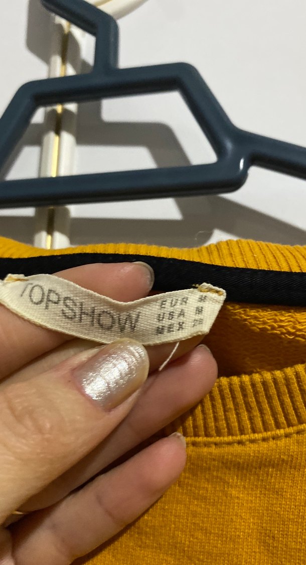 Sarı Çizgili Kadın Sweatshirt - Görsel 3