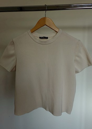 Bej Kısa Kollu Mini Tişört - Görsel 3