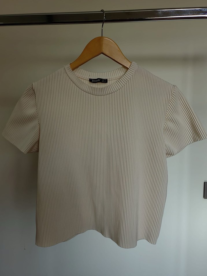 Bej Kısa Kollu Mini Tişört - Görsel 3