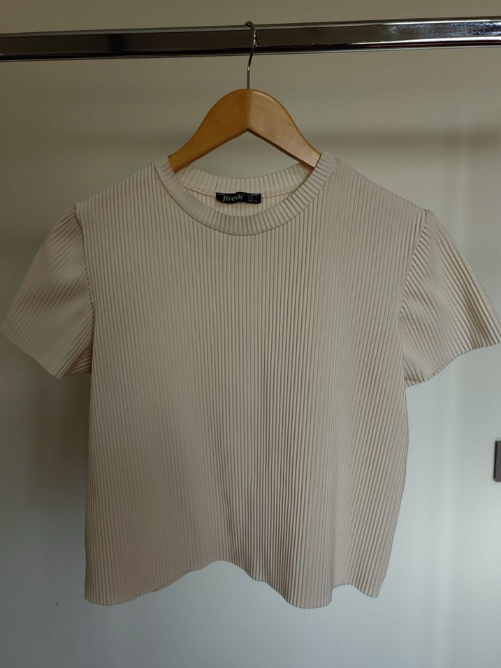 Bej Kısa Kollu Mini Tişört - Görsel 2