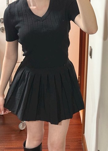 Siyah triko bluz - Görsel 2