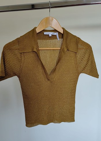 Bej Kısa Kollu Triko Kadın - Görsel 2