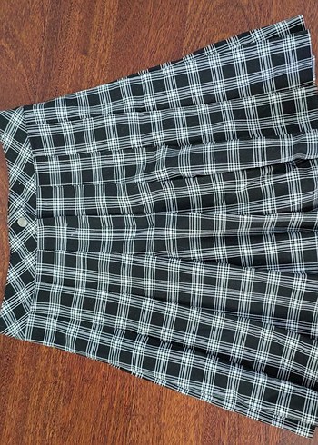 Kadın Siyah Ekose Pilili Mini Etek - Görsel 3