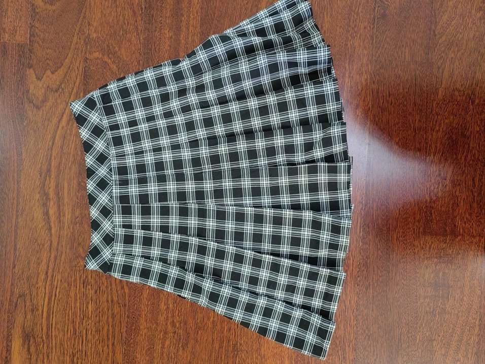 Kadın Siyah Ekose Pilili Mini Etek - Görsel 2