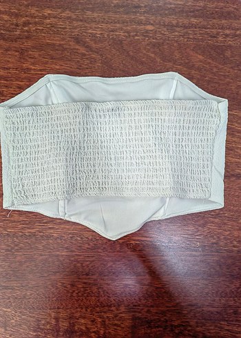 Düğmeli Beyaz Keten Midi Bustiyer - Görsel 2