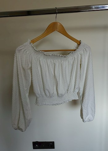 Uzun Kollu Beyaz Bohem Bluz - Görsel 3