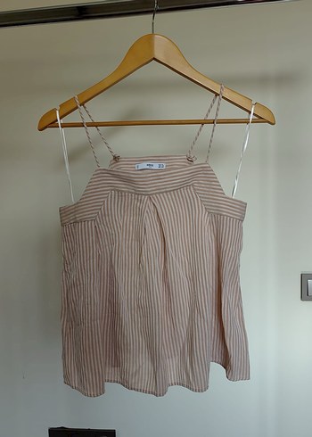 Bej Çizgili Askısız Hamile Bluzu - Görsel 4