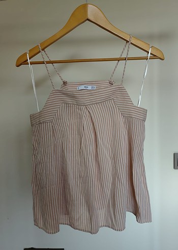 Bej Çizgili Askısız Hamile Bluzu - Görsel 2