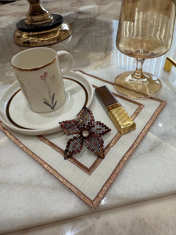 İşlemeli bakır Detaylı Modern Klasik peçete tel kırma - Görsel 3