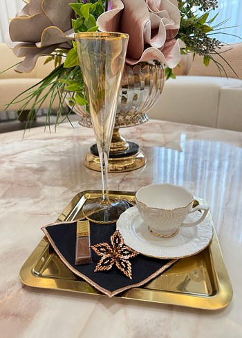 Nakışlı Koyu Renk Modern Klasik Peçete - Görsel 4