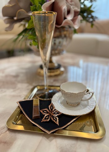 Nakışlı Koyu Renk Modern Klasik Peçete - Görsel 5