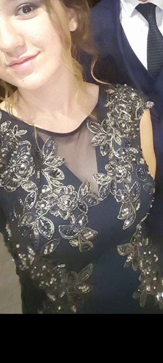 Dantel Detaylı Siyah Uzun Abiye Elbise - Görsel 3