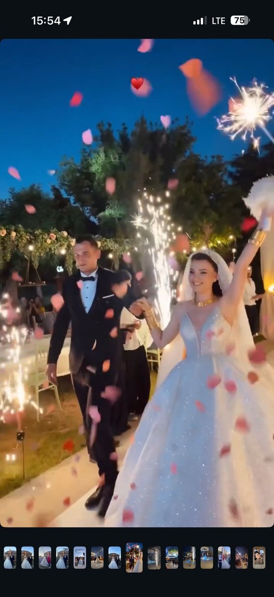 Parlak Beyaz Straplez Prenses Gelinlik - Görsel 2