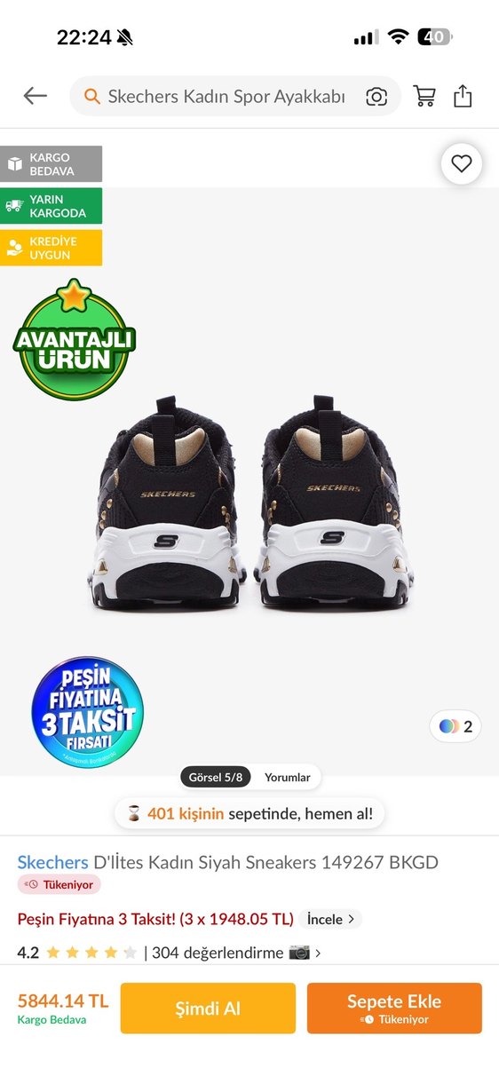 Skechers Siyah Platform Sneakers Yılan Desenli - Görsel 5