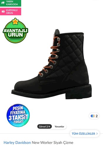 Harley Davidson New Worker Siyah Biker Bot - Görsel 2
