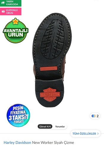 Harley Davidson New Worker Siyah Biker Bot - Görsel 4