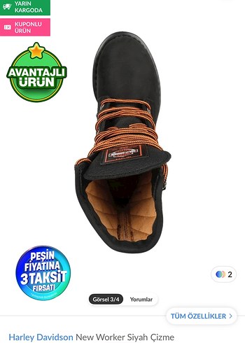 Harley Davidson New Worker Siyah Biker Bot - Görsel 3