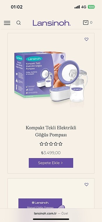 LANSİNOH TEKLİ ELEKTRİKLİ GÖĞÜS POMPASI