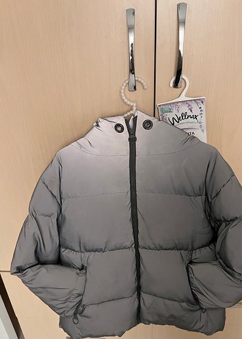 38 Beden Gri Kadın Kışlık Fermuarlı Mont