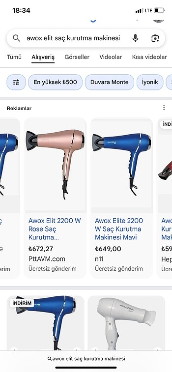 Awox Elit 2200 W Saç Kurutma Makinesi