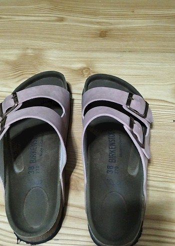 38 Beden pembe Renk Pembe Süet Tokalı Kadın Terlik Birkenstock