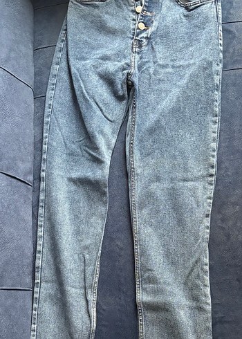 açık mavi Düğmeli Kadın Jean Pantolon - Görsel 2