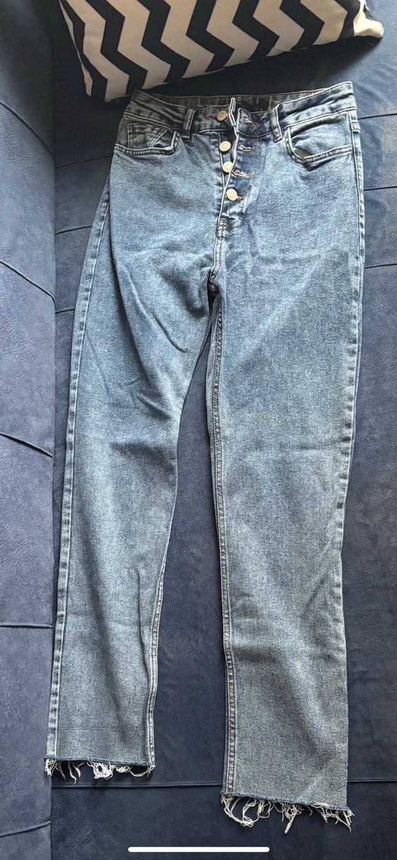 açık mavi Düğmeli Kadın Jean Pantolon - Görsel 2