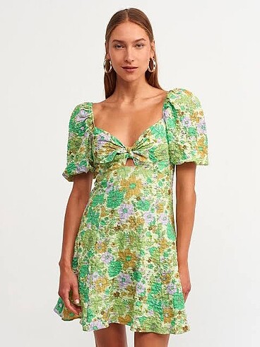 9116 Desenli Elbise-Mint dilvin