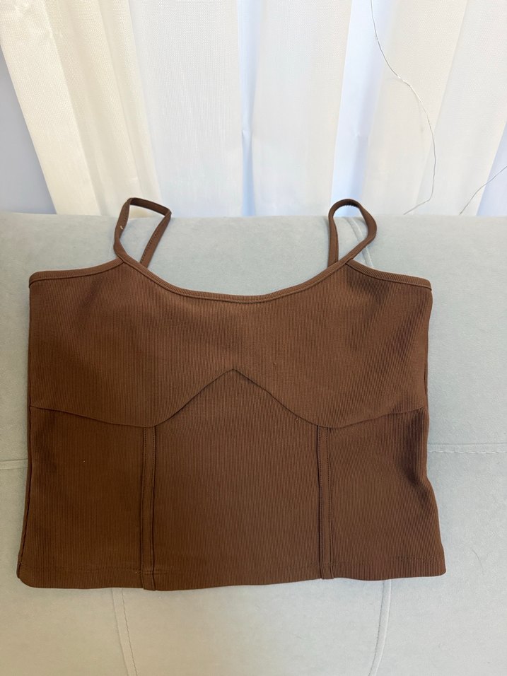 Kahverengi İnce Askılı Kadın Atlet - Görsel 2