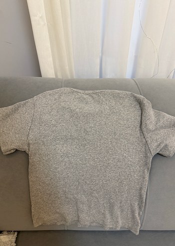 Gri Kısa Kollu Yüksek Yakalı Kadın Tişört - Görsel 3