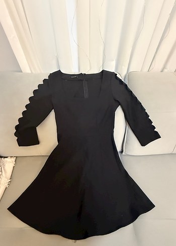 Siyah Gotik Midi Strappy Elbise - Görsel 2