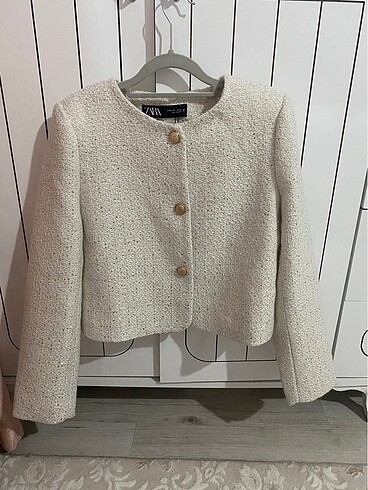 m Beden beyaz Renk Zara pullu blazer