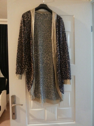 XL leopar desenli hırka