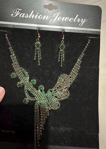 Pandora Yesil Tasli Vintage Kolye Kupe Seti