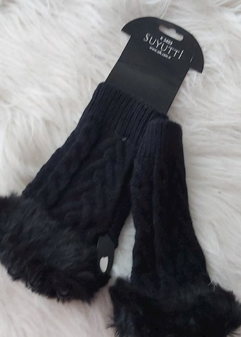 Beyaz Kürklü Bohem Kadın Eldiveni - Görsel 2