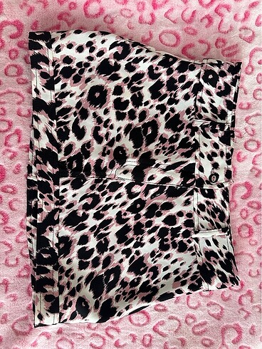 Y2k leopar pembe mini etek