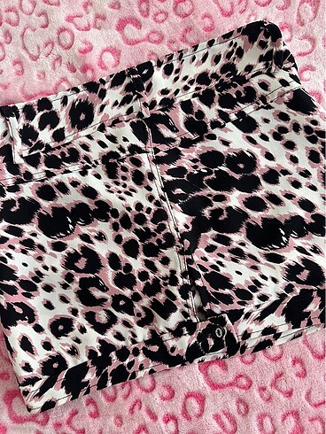 xs Beden pembe Renk Y2k leopar pembe mini etek