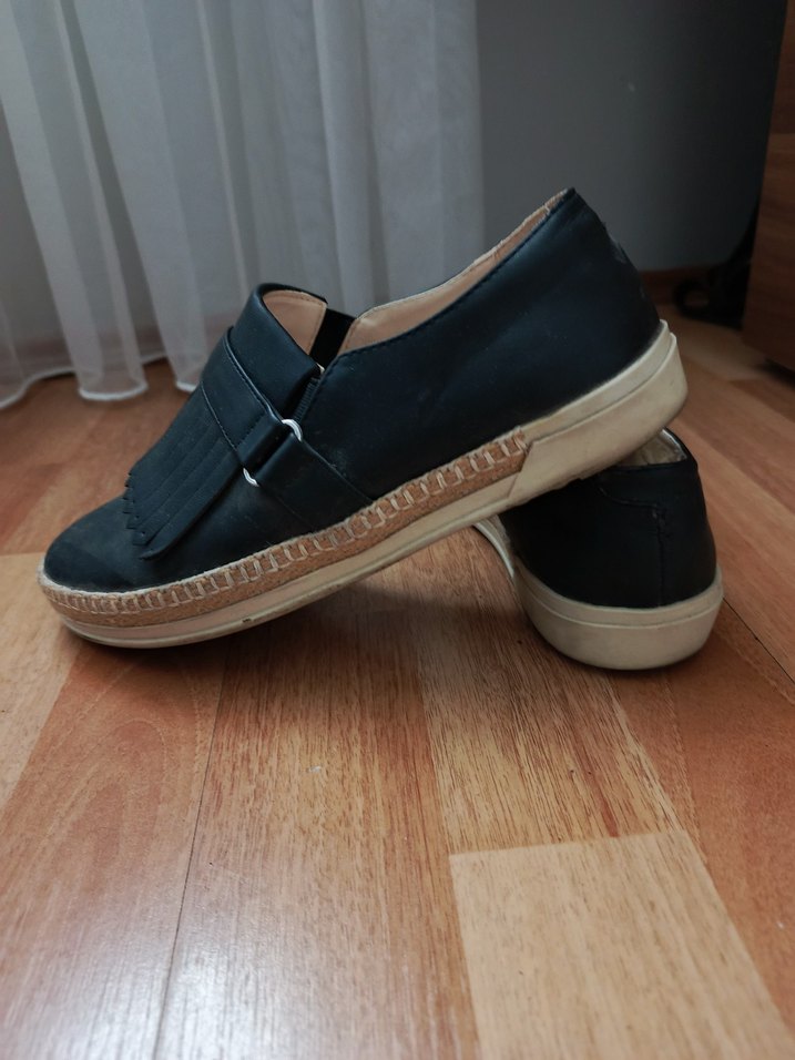 Siyah Deri Püsküllü Espadril - Görsel 4