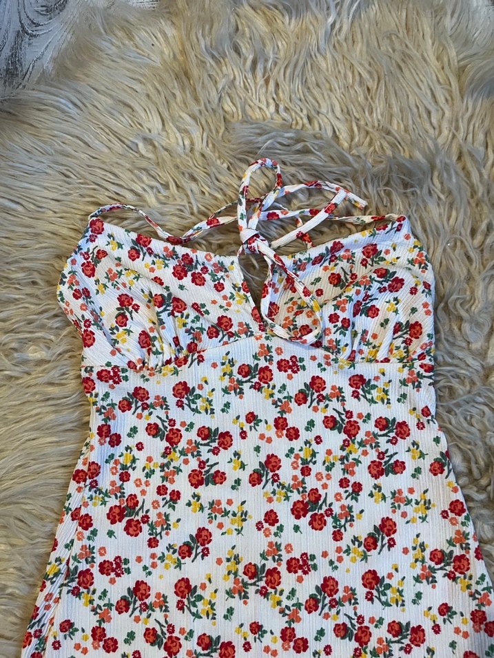 Çiçek desenli mini elbise - Görsel 4