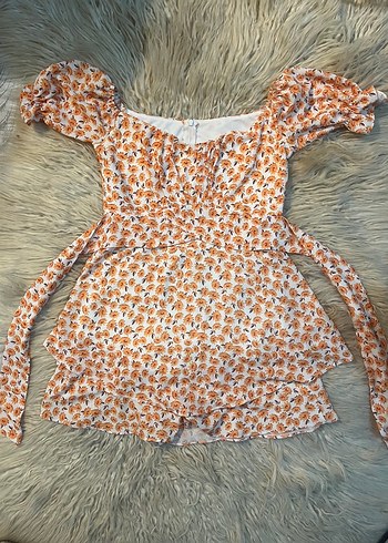 Kadın Turuncu Mini Bohem Kısa Tulum - Görsel 2